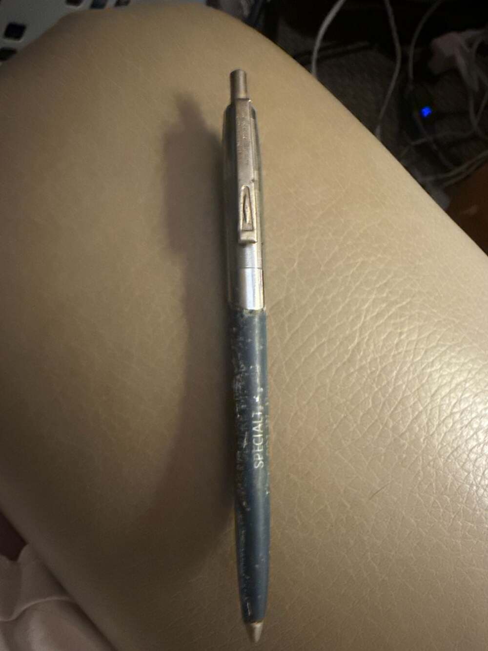 Vintage Parker Jotter Special Advertising Ballpoint Pen Blue and Steel